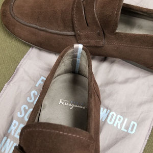 Ferragamo World Men's Brown Suede Loafers 8.5